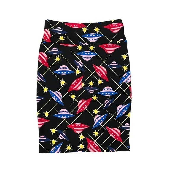 NWT LulaRoe Cassie Skirt Space Ships Size Small - Picture 1 of 5